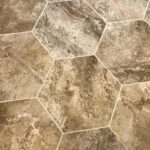 A close up of a hexagon tile floor, perfect for a bathroom remodel.